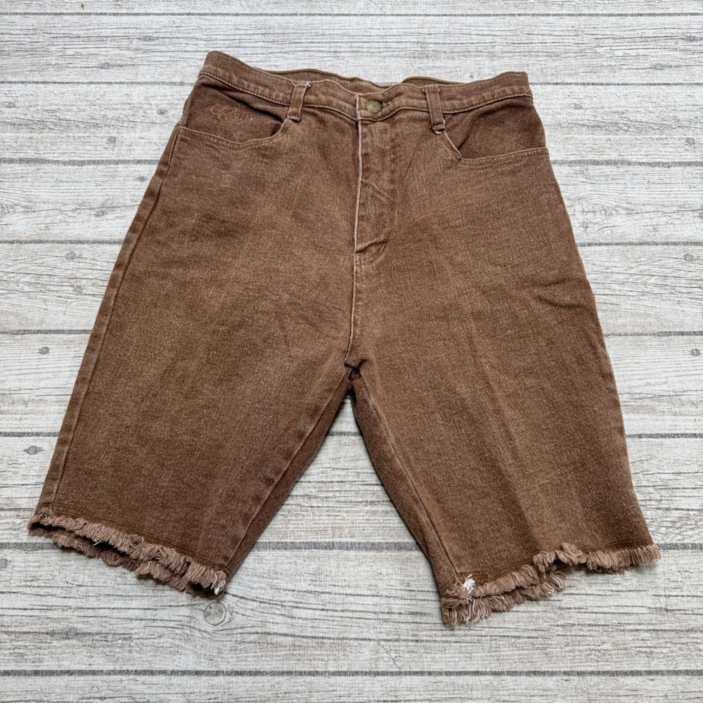Unspoiled Shorts Men's 34 Brown Denim High Rise Raw Hem Bermuda Vintage Style